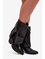Kovbojky s obráceným kotníkem a zdobením zateplené Černé Inessia