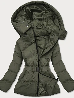 Prešívaná prechodná bunda s khaki pruhom (23060-2)