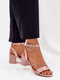 Sandały Damskie Na Słupku Z Cyrkoniami Vinceza 20268 Beżowe