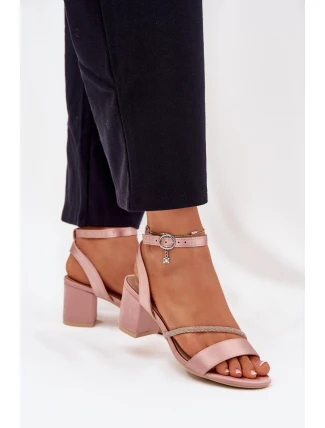 Sandały Damskie Na Słupku Z Cyrkoniami Vinceza 20268 Beżowe