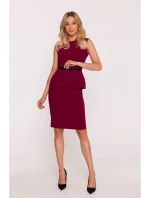 S427 Peplum šaty - bordové