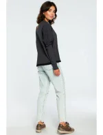 B094 Oversized top s výstrihom do V na chrbte - grafitový