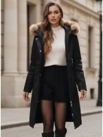 Dámska zimná bunda parka s kožušinou čierna FashionStreet TY5110