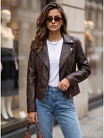 Dámska bunda v štýle Ramones z ekokože, tmavohnedá, FashionStreet TY5729 Dámska bunda v štýle Ramones z ekokože, tmavohnedá, FashionStreet TY5729