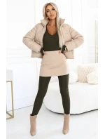 619-2 Pohodlný a elegantný dámsky rebrovaný overal s výstrihom - khaki 619-2 Pohodlný a elegantný dámsky rebrovaný overal s výstrihom - khaki
