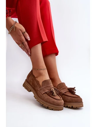Zazoo Dámske semišové mokasíny so strapcami, hnedé Zazoo Dámske semišové mokasíny so strapcami, hnedé