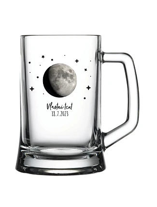 Personalizovaný pohár na pivo s fázou mesiaca