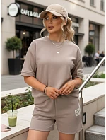 Dámsky viskózový set s motýlikom a šortkami v moka farbe FashionStreet AY1193