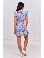 Kvetinové šaty s výstrihom do V chrpová+fialová