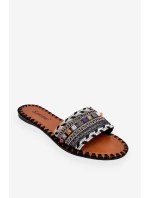 Damskie Zdobione Klapki Czarne Bellisa