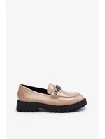 Dámské lakované mokasíny na plochém podpatku, béžová Ezoma Dámské lakované mokasíny na plochém podpatku, béžová Ezoma