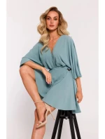 Roztiahnuté mini šaty M785 khaki - Moe Roztiahnuté mini šaty M785 khaki - Moe