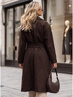 Dámsky dvojradový kabát s opaskom, hnedý, FashionStreet NY0785