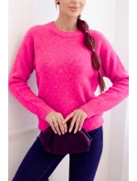 Dámsky detský sveter z alpaky s dlhými rukávmi neónovo ružovej farby Dámsky detský sveter z alpaky s dlhými rukávmi neónovo ružovej farby
