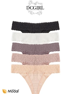 Dámske tangá 26706 A'2 Black and Beige - DC Girl