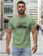 Pánske bavlnené tričko s potlačou auta svetlozelené FashionStreet NX5089R Pánske bavlnené tričko s potlačou auta svetlozelené FashionStreet NX5089R