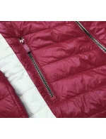 Dvojfarebná červeno / ecru dámska bunda s kapucňou (6318)