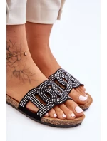 Damskie Klapki Zdobione Ćwiekami Czarne Evelins