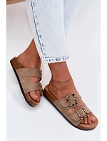 Dámské pantofle Khaki s přezkami Lee Cooper LCW-26-35-4451L