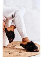 Dámske kožušinové papuče DZ821 Black - Kesi