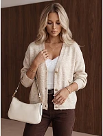 Dámsky sveter s vreckami, vanilková farba, FashionStreet MY2578