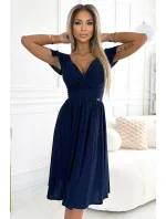 425-8 MATILDE Šaty s výstrihom a krátkymi rukávmi - GRANITE s trblietkami 425-8 MATILDE Šaty s výstrihom a krátkymi rukávmi - GRANITE s trblietkami