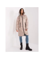 Dámska zimná bunda béžová prešívaná SUBLEVEL s dĺžkou po kolená (D50048X44518B3)