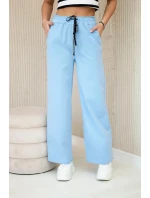 Nohavice Punto so širokými nohavicami modrej farby Nohavice Punto so širokými nohavicami modrej farby