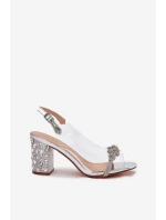 Transparentne Sandały Na Słupku D&A MR51-705 Srebrne