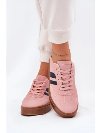 Sneakersy Damskie Na Platformie Z Eko Skóry Różowe Ediriella Sneakersy Damskie Na Platformie Z Eko Skóry Różowe Ediriella