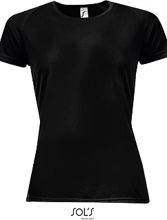 SOL'S Sporty Women Dámske športové tričko s raglánovými rukávmi 25.1159 čierne
