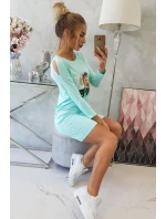 Šaty s potlačou Love v mätovej farbe