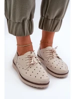 Skórzane Półbuty Damskie Beżowe S.Barski LR182