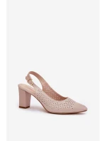 Ażurowe Sandały Ze Szpiczastymi Noskami Na Słupku Sergio Leone SK163 Beżowe Ażurowe Sandały Ze Szpiczastymi Noskami Na Słupku Sergio Leone SK163 Beżowe