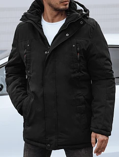 Kurtka męska zimowa z kapturem czarna FashionStreet TX4823