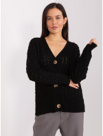 Čierny dámsky sveter s výstrihom