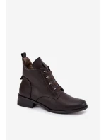 Niskie Botki Ocieplane Na Zamek Z Ozdobą Brązowe Nevalia