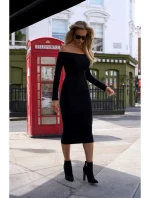 M757 Bodycon šaty na ramienka - čierne
