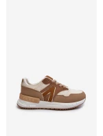 Sneakersy Damskie Z Eko Skóry Brązowe Vinelli