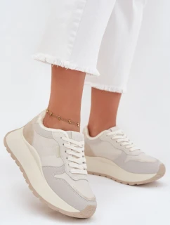 Ocieplane Sneakersy Damskie Na Platformie Big Star SS274008 HI-POLY SYSTEM Jasnobeżowe