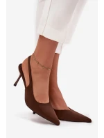 Szpilki Z Odkrytymi Piętami Czekoladowe Lenira