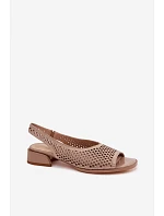 Zdobené síťované dámské sandály na klínku Z & A CR61-3131 Béžové