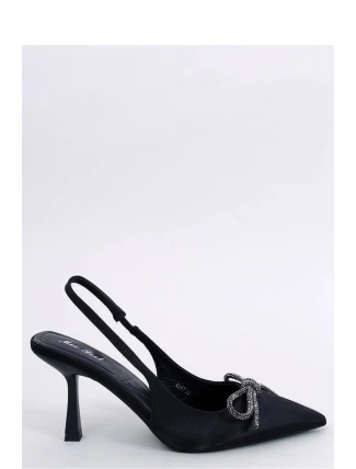 Dámske saténové lodičky s otvorenou špičkou K217 Black - Mix Feet