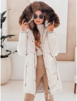 Dámska zimná bunda parka s kapucňou svetlo béžová FashionStreet TY5083 Dámska zimná bunda parka s kapucňou svetlo béžová FashionStreet TY5083