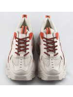 Béžovo-oranžové dámske športové topánky s vysokou podrážkou (RA15)