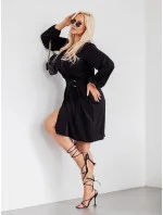 Elegantné obálkové šaty čierne (8269) Elegantné obálkové šaty čierne (8269)