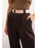 Letné nohavice Punto so zapínaním na nohaviciach hnedé