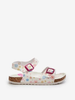 Sandały Dziecięce W Kwiaty Z Klamrami Białe Memoria