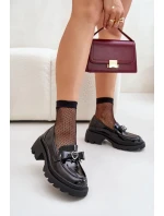 Dámske čierne kožené mokasíny so srdcom a mašľou D&A Dámske čierne kožené mokasíny so srdcom a mašľou D&A