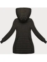 Dámska bunda v army farbe s kapucňou pre prechodné obdobie (2M-017) Dámska bunda v army farbe s kapucňou pre prechodné obdobie (2M-017)